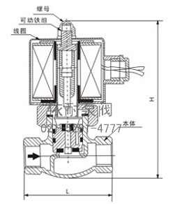 2L蒸汽電磁閥 內(nèi)部結(jié)構(gòu)外形示意圖