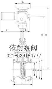 Z941T/W/H-10型明桿楔式單閘板電動(dòng)閘閥 外形尺寸圖