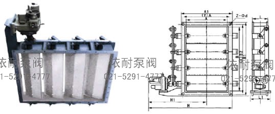 電動(dòng)矩形百葉式調(diào)節(jié)蝶閥 外形尺寸圖