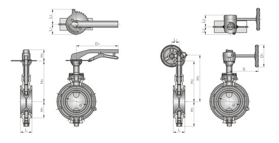 F500防結(jié)露鋁合金壓鑄蝶閥 外形尺寸圖