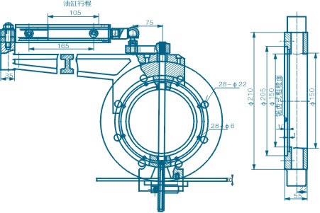 煤粉定時(shí)供料液動(dòng)切換蝶閥 外形尺寸圖