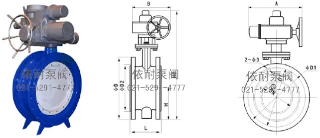 D942X軟密封電動法蘭蝶閥 外形尺寸圖