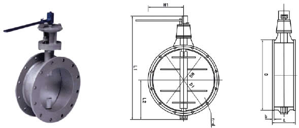 TD41W通風(fēng)蝶閥 外形尺寸圖