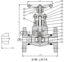 鍛鋼法蘭截止閥 結(jié)構(gòu)圖