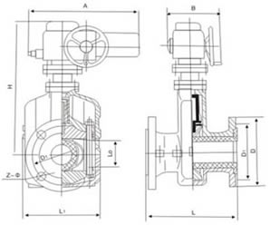 GJ941X-6L型電動管夾閥 外形尺寸圖