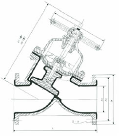 G45J-6型 直流式襯膠隔膜閥 外形尺寸圖