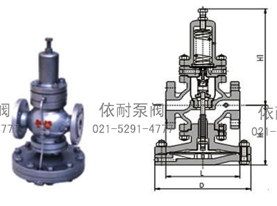 YD43H先導(dǎo)式超大膜片高靈敏度減壓閥 外形尺寸圖