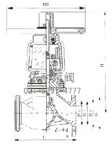 Jy41W不銹鋼氧氣截止閥 外形尺寸圖