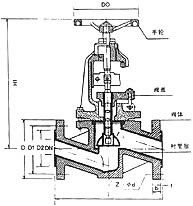 J41F46聚全氟襯里截止閥 外形尺寸圖