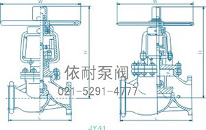 JY41W銅氧氣專用截止閥 外形尺寸圖