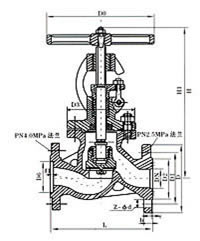 J41N液化氣截止閥 外形尺寸圖