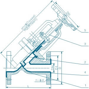 直流式襯氟截止閥 結構圖
