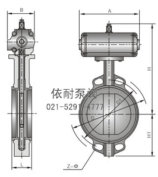 型號(hào):D671X/F/J/H/S 對夾式(襯膠)脫硫氣動(dòng)蝶閥