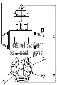 氣動蝶閥 外形尺寸圖1