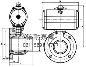 Q641型放料氣動(dòng)球閥 外形尺寸圖