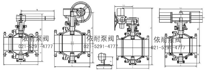 固定式氣動球閥 外形尺寸圖