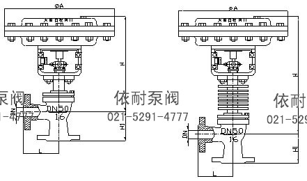 ZJHJ精小型薄膜角型氣動(dòng)調(diào)節(jié)閥 外形尺寸圖
