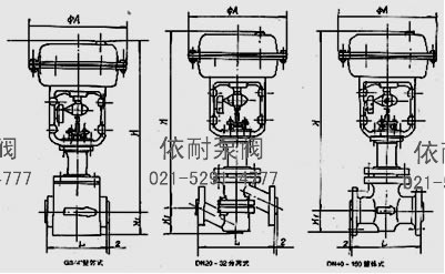 ZMJBP薄膜襯四氟單座氣動(dòng)調(diào)節(jié)閥 外形尺寸圖