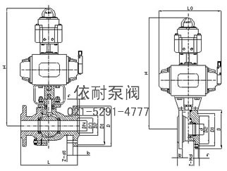 ZSHO型O型切斷氣動(dòng)球閥 外形尺寸圖