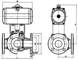 Q648/Q649氣動三通球閥 結(jié)構(gòu)圖