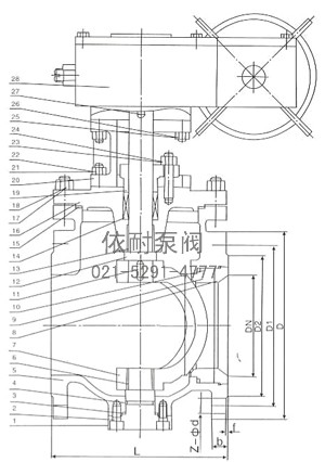上裝式偏心半球閥結(jié)構(gòu)圖