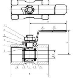 Q11F一片式球閥 結(jié)構(gòu)圖