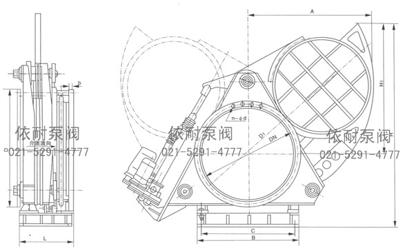 F9T43X—0.5/1.5/2.5電動扇形盲板閥結(jié)構(gòu)圖