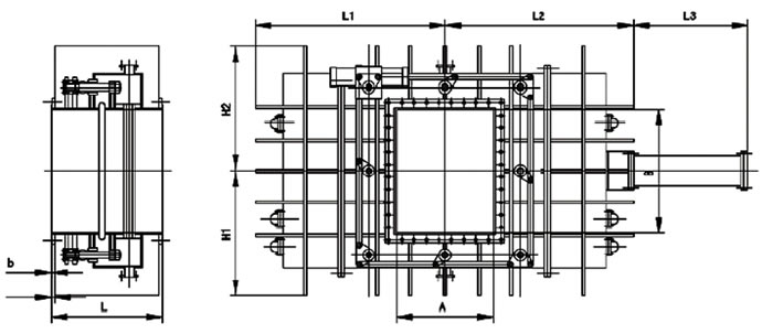 BYCZF749型液動(dòng)(方形)封閉式眼鏡閥 結(jié)構(gòu)圖