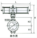 氣動薄膜、活塞調節(jié)蝶閥 外形尺寸圖1