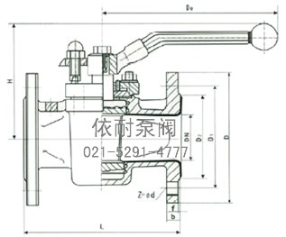 FEP(F46)PCTFE(F3)襯氟旋塞閥 外形尺寸圖