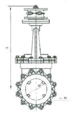 PZL43X/H/F-6/10/16鏈輪對(duì)夾式刀形閘閥
外形尺寸圖2
