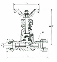 JJY1-1.6/32P型卡套式針形閥 外形尺寸圖