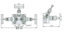 EN5-10 SF-2B型一體化三閥組 外形尺寸圖