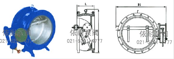 HH47蝶式緩沖止回閥 外形尺寸圖