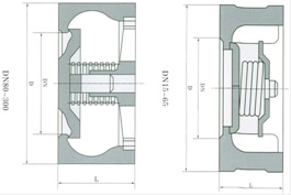 H71H/W-16/25Q/H/P對夾升降式止回閥 外形尺寸圖