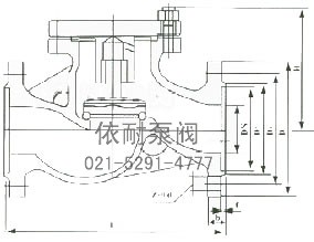 H41W銅升降式止回閥 外形尺寸圖