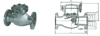 H44Y/H/W型PN2.5~10MPa旋啟式止回閥 外形尺寸圖